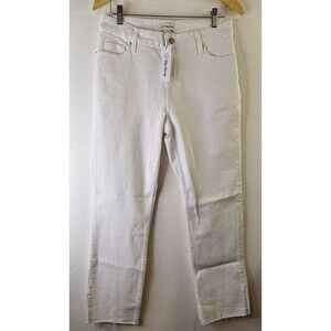 THE DROP White Denim Straight Denim Jeans Women's Sz 29 Raw Hem Festival Casual